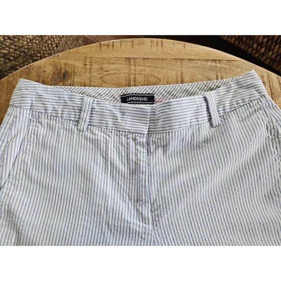 Lands' End Seersucker Straight Leg Crop In Blue Stripe Women's 2 EUC Nautical - Picture 7 of 8